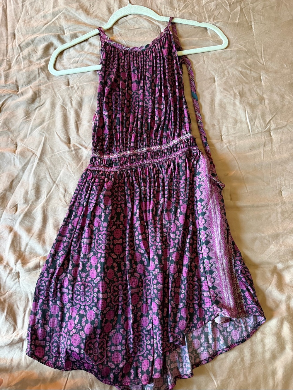 Free People Purple Pink Floral Mini Dress